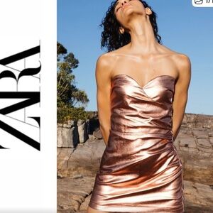 Zara Strapless Metallic Dress - Copper